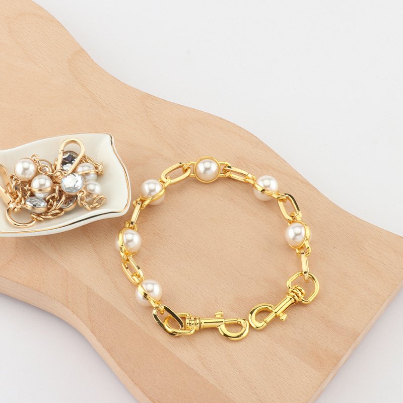 fashion Baroque Golden Resin Bag Handles Handbag Wrist phone Chain Straps Acrylic Metal Irregular Beaded Lanyard for Handbag