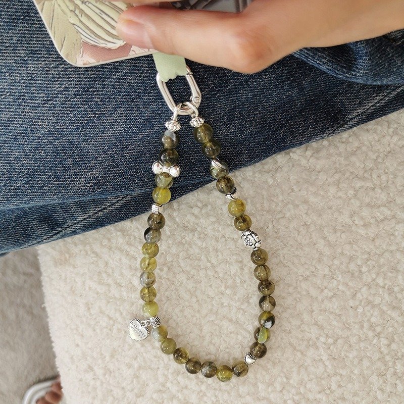 Colorful Green Acrylic Beaded Mobile Phone Hanging Chain Necklaces Long Crossbody Strap Cell Phone Lanyard Set Accessories