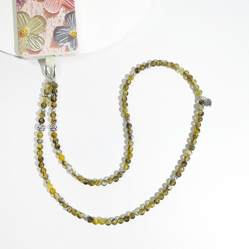 Colorful Green Acrylic Beaded Mobile Phone Hanging Chain Necklaces Long Crossbody Strap Cell Phone Lanyard Set Accessories