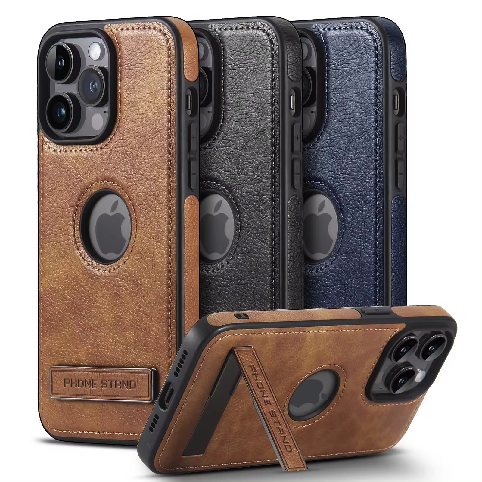 For Iphone 15 case Premium PU Leather Case For iPhone 14 Plus 13 12 11 Pro Max Leather Case With Metal Bracket Holder