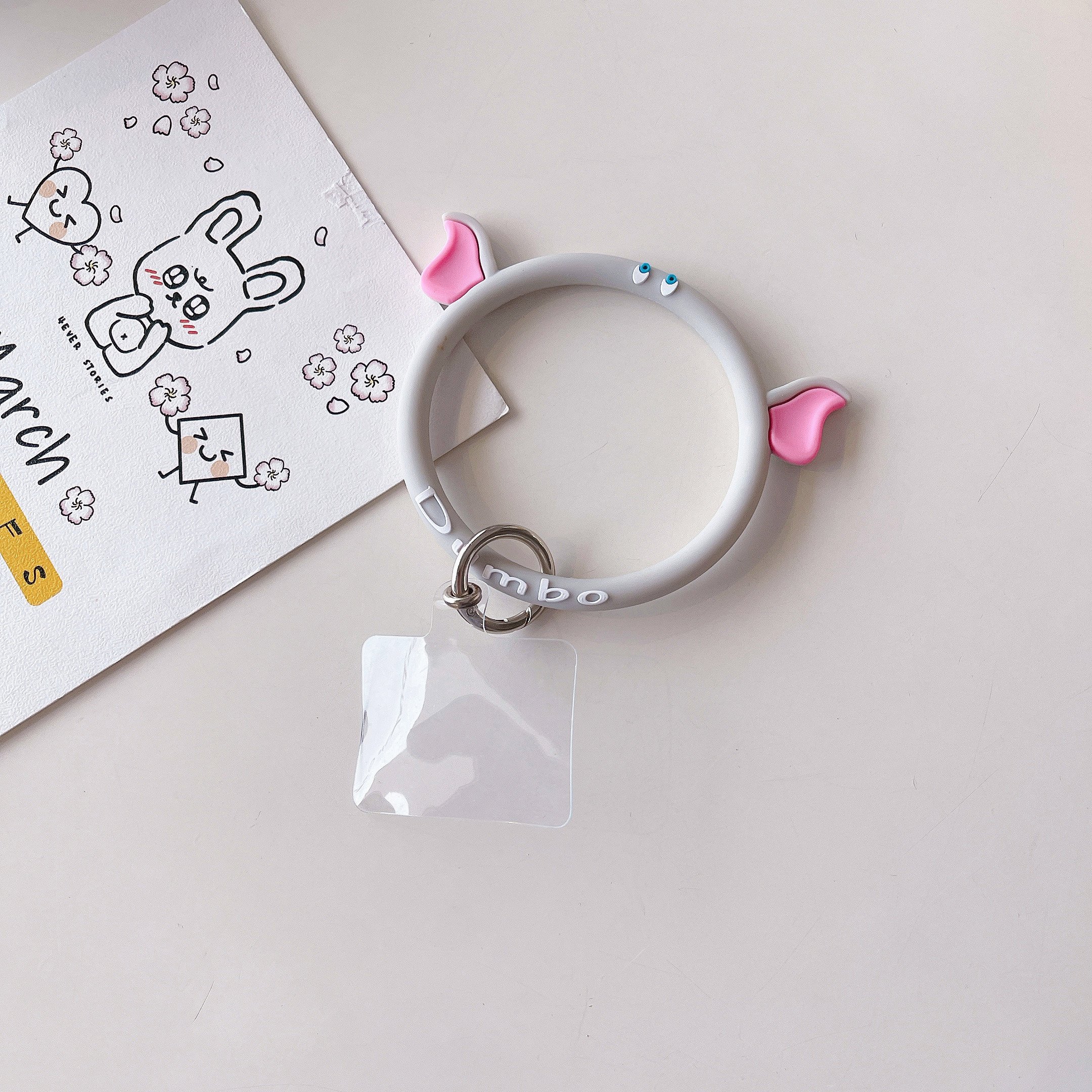 mobile phone silicone 3d cartoon wrist ring with patch