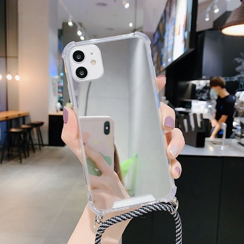 2024 High Quality impact Lanyard Mirror Case Wholesale Blank TPU+PC case for 12 13 14 15 15plus Iphone 15 pro max 16 16promax
