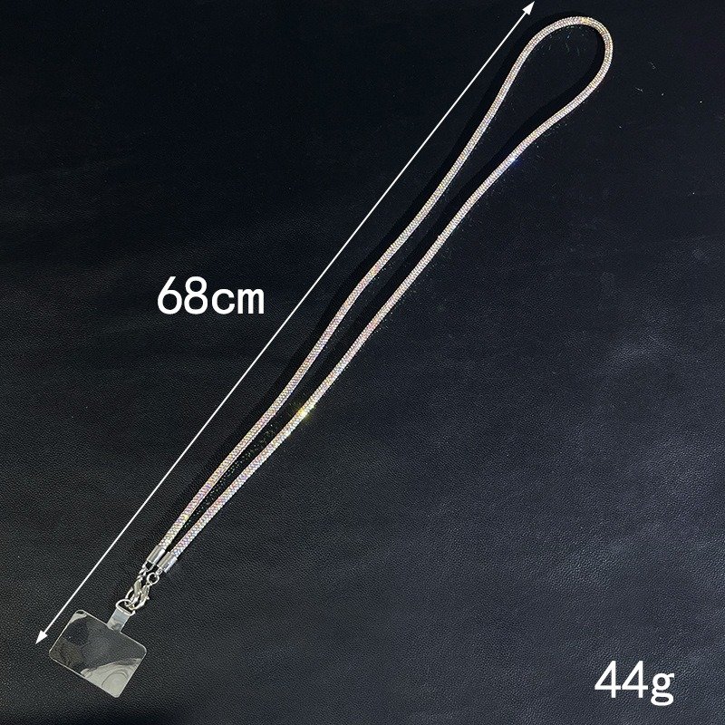 6mm Shinny Diamond Phone Strap Crystal Mobile Phone Chain 136cm Cellphone Necklace Phone Lanyard Patch