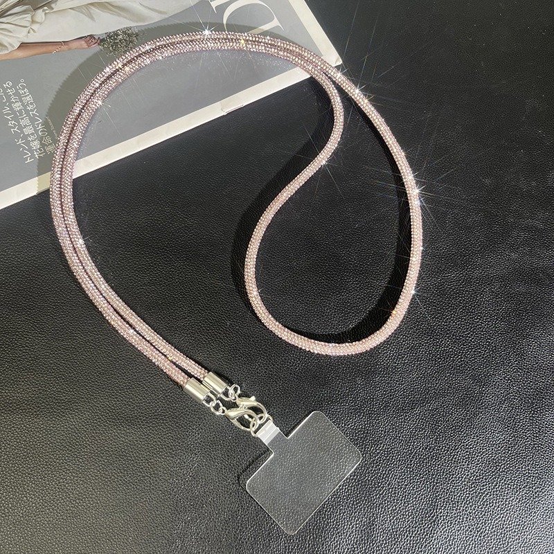 6mm Shinny Diamond Phone Strap Crystal Mobile Phone Chain 136cm Cellphone Necklace Phone Lanyard Patch
