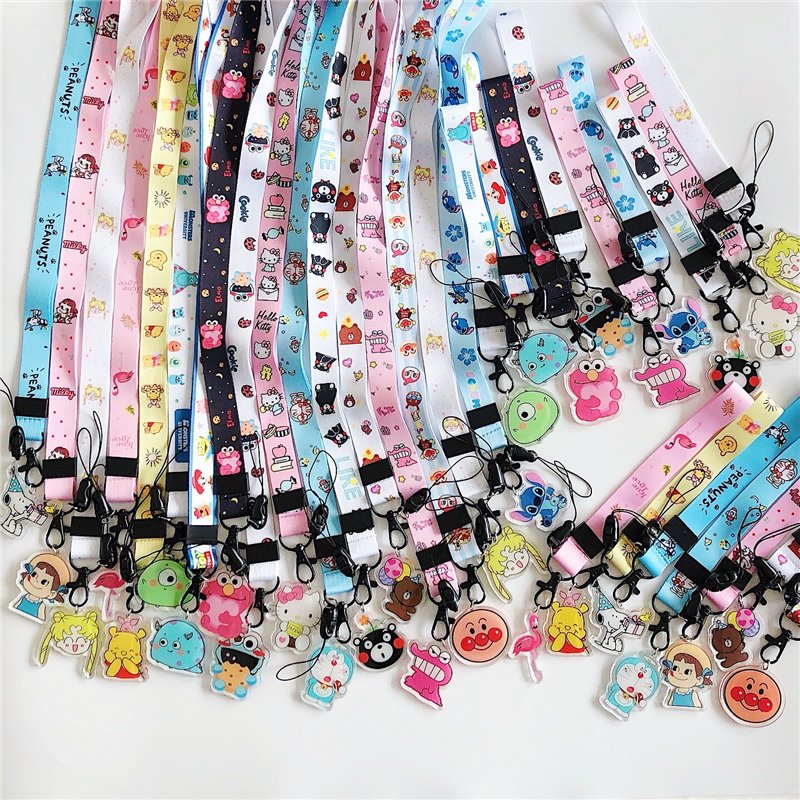 Huajing Cartoon keychain Strap Neck straps Lanyards for keys ID Card Pass Gym Mobile Phone USB badge holder DIY Hang Rope Sling