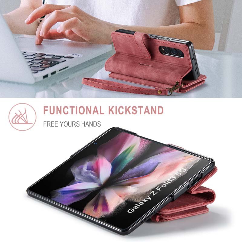 Nice Multi-Functional Wallet Retro Leather Case Kickstand Card Slots Zipper Pocket Phone Bags For Samsung Galaxy S22 Plus Ultra