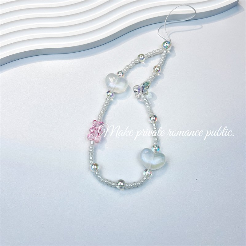 New butterfly color hand-beaded love mobile phone pendant lanyard mobile phone chain