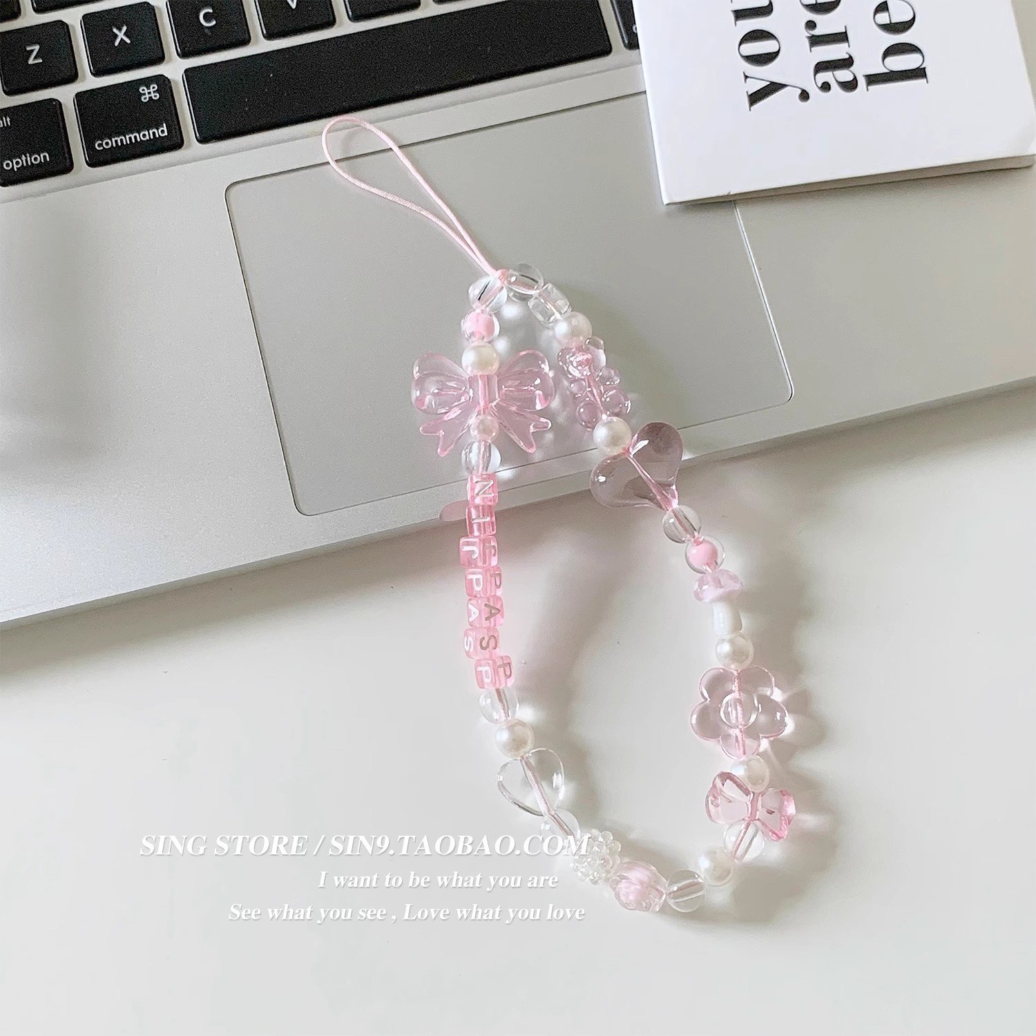 New butterfly color hand-beaded love mobile phone pendant lanyard mobile phone chain