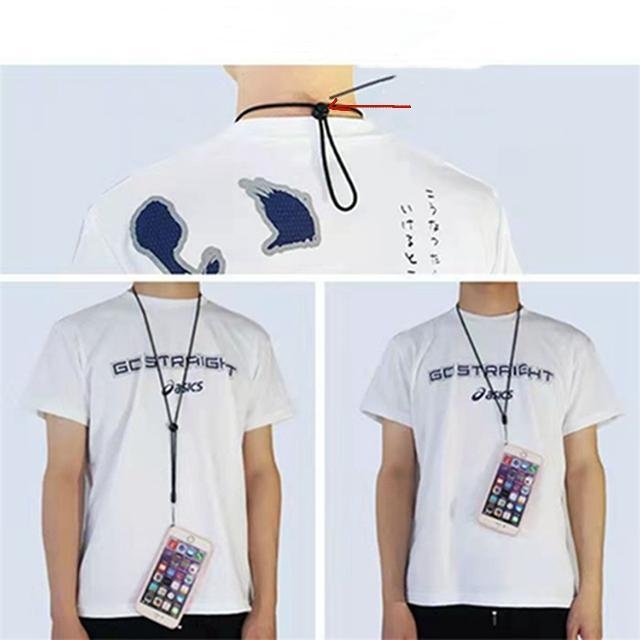 Polyester telescopic mobile phone lanyard student ID card sleeve U disk keychain rope adjustable length hanging neck lanyard
