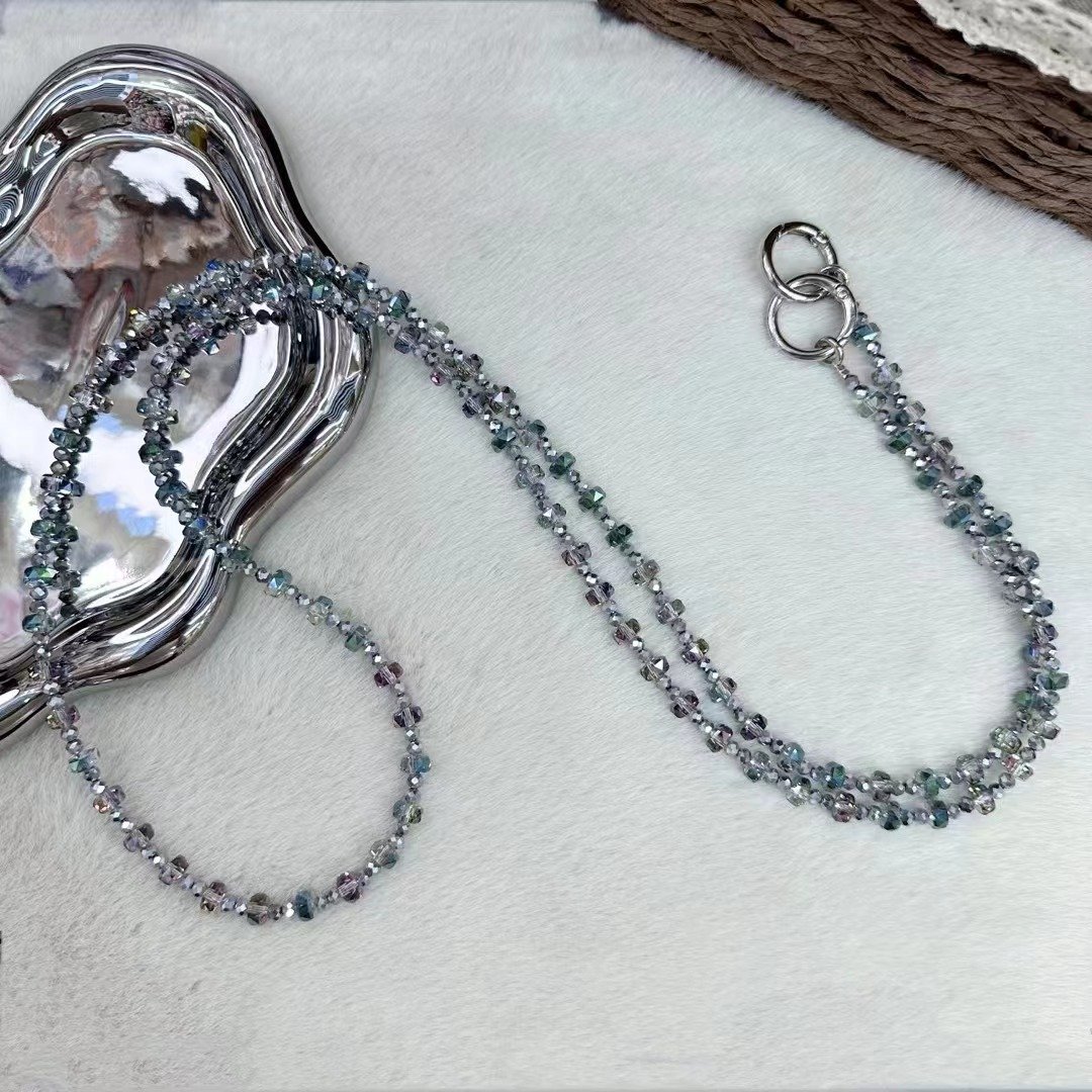 Crossbody Chain Rhinestone Bling Crystal Lanyard Badge ID Card Holder Neck Strap Clip Mobile Phone Charm Hanging Rope Key Holder