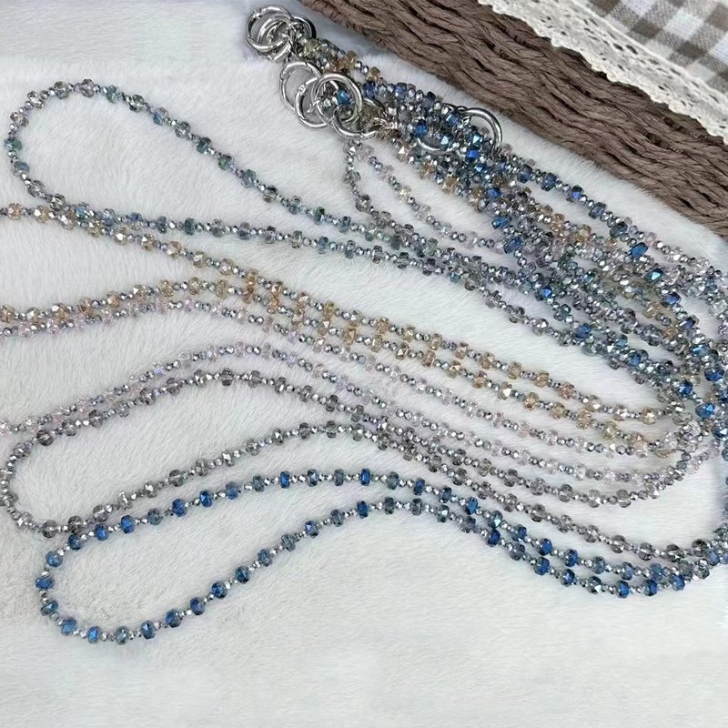 Crossbody Chain Rhinestone Bling Crystal Lanyard Badge ID Card Holder Neck Strap Clip Mobile Phone Charm Hanging Rope Key Holder