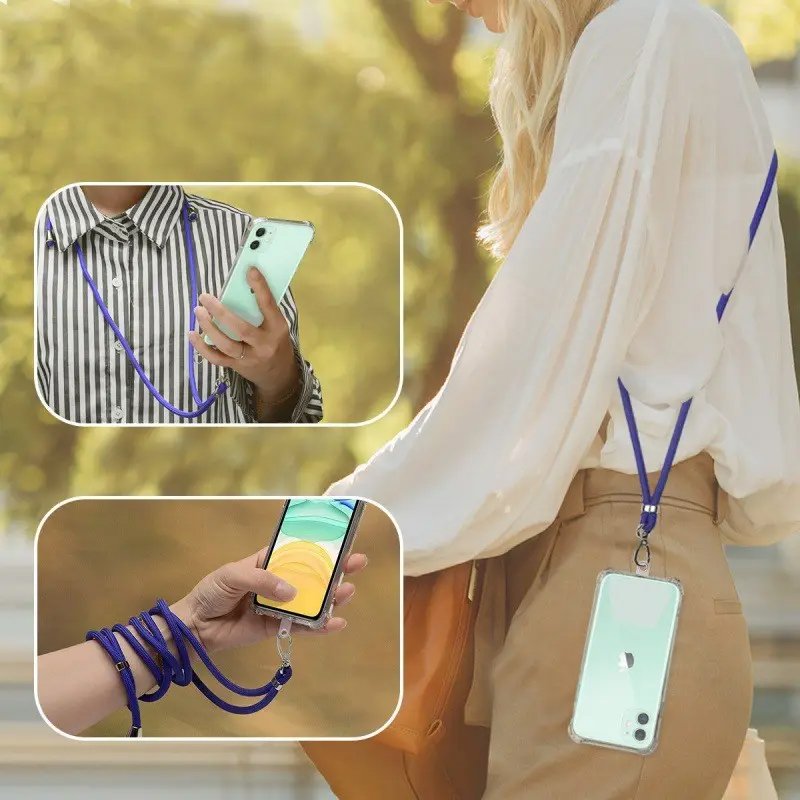 New Adjustable Nylon Cell Crossbody Phone Lanyard Wrist Case Mobile Phone Strap For All Iphone Patch Lanyard