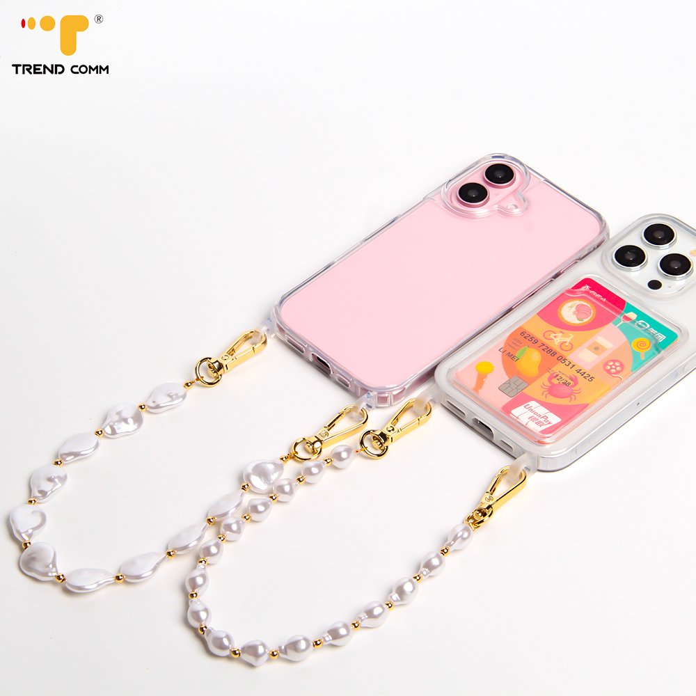 2024 New high-quality Pearl Shell Ladies Key chain heart pendant beaded mobile phone Wrist lanyard Chain headphone accessories