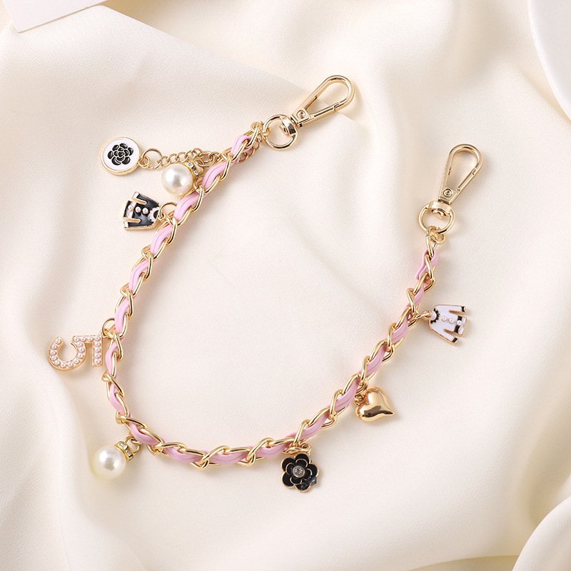 Lilangda Phone Strap Anti-lost Luxury Lanyard Phone Pearl Charm Holder Mobile Accessories Cord Chain Black Color for All Phone