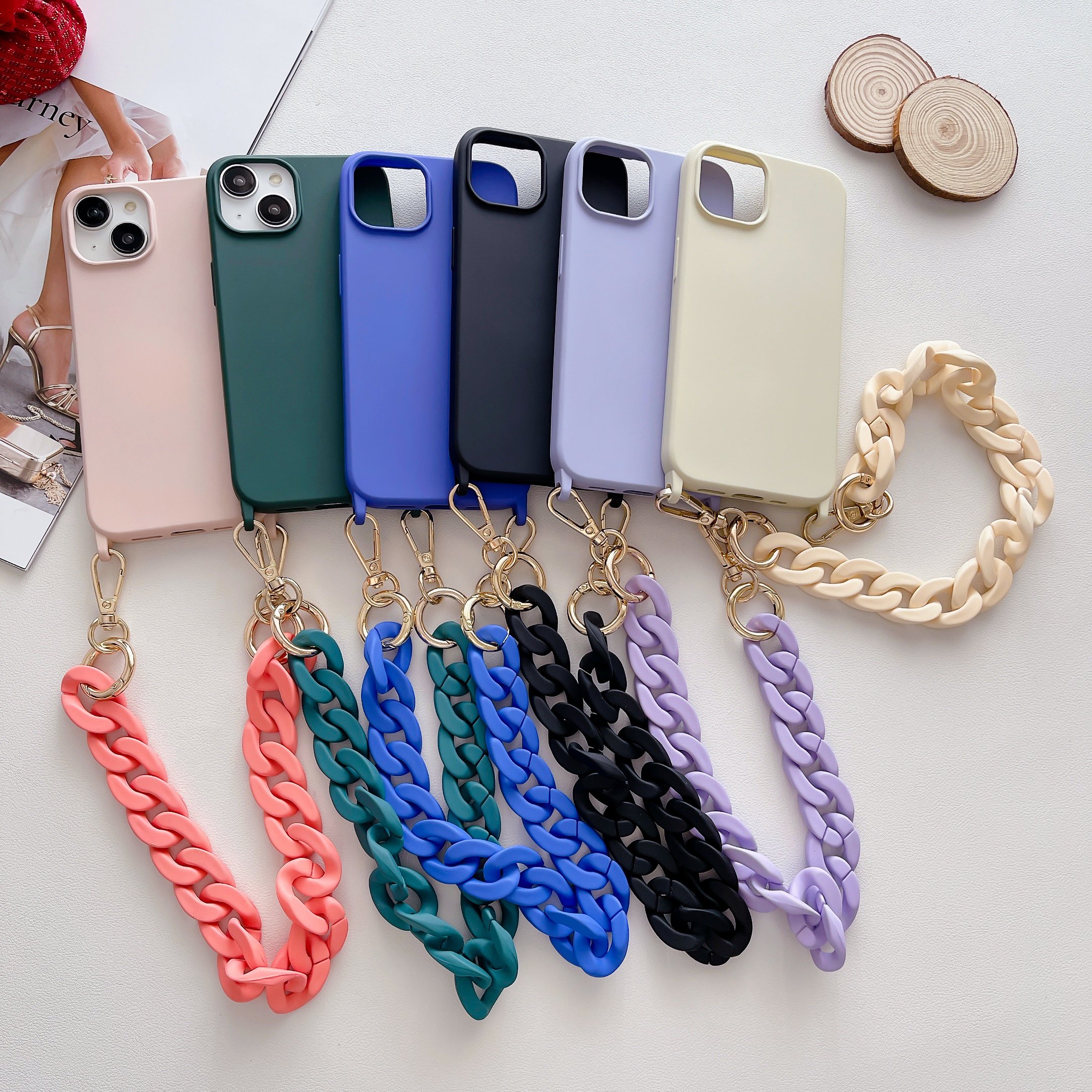 Hot Long Acrylic Chain For Mobile Phone Case Crossbody Necklace Custom LOGO Cellphone Strap Lanyard Phone Holder Chain 120cm