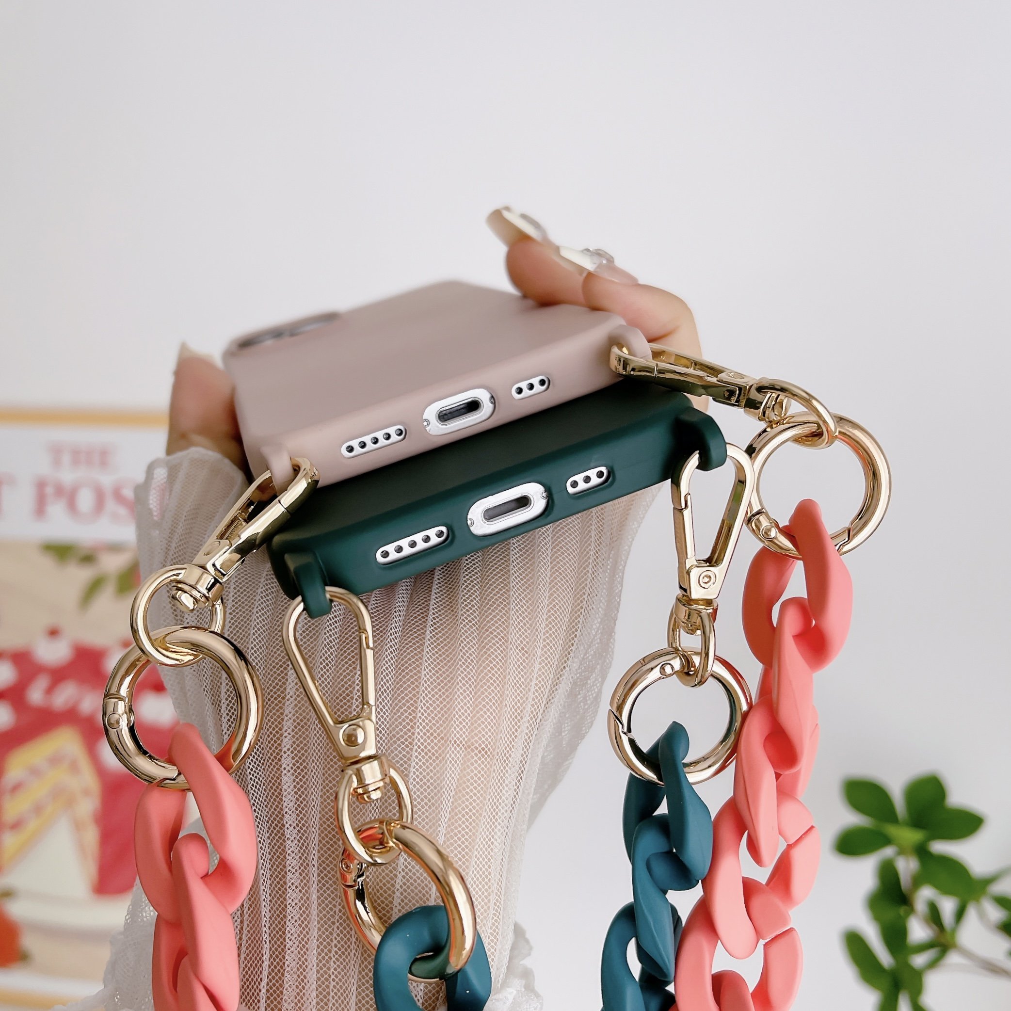Hot Long Acrylic Chain For Mobile Phone Case Crossbody Necklace Custom LOGO Cellphone Strap Lanyard Phone Holder Chain 120cm