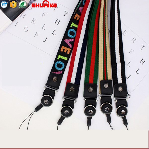 Thick hand woven sublimation fabric lanyard , mobile phone strap hang around neck