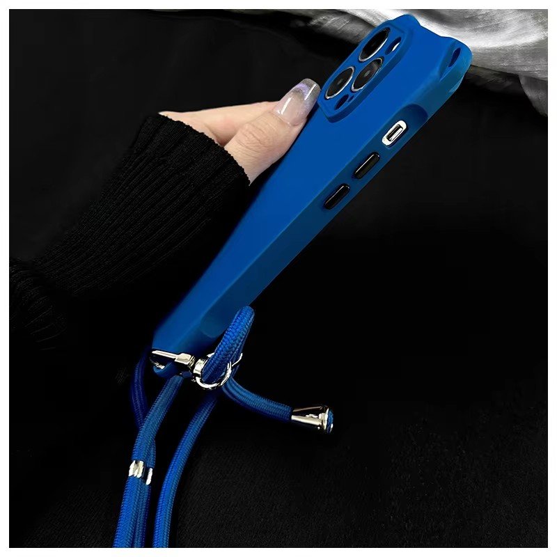 Solid Color Phone Cover For iPhone 7/8/SE/XR/Xs Max/11/12/13/14/15/16/SE4 With Hole Case Suitable For Strap/Cord/Lanyard/Chain