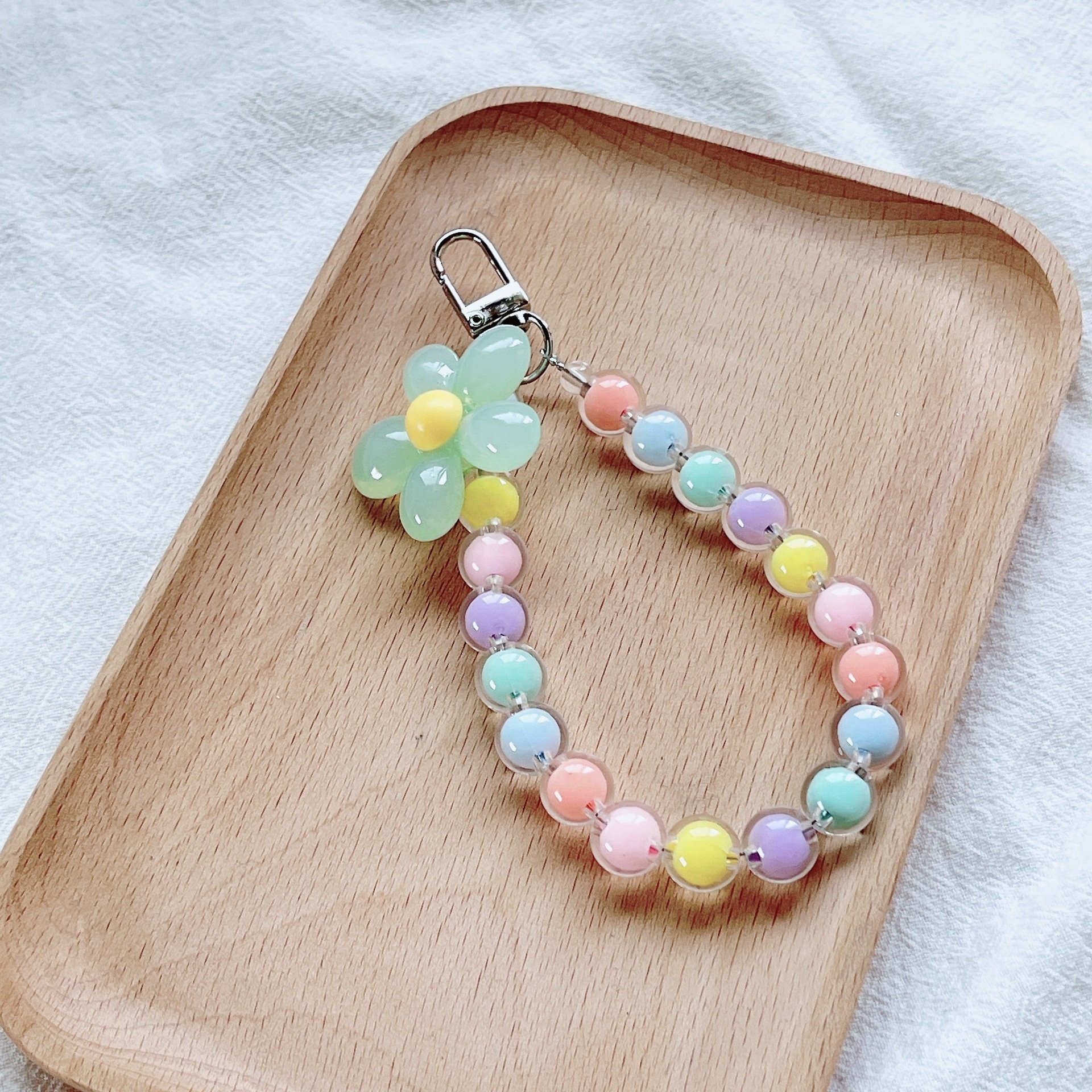 Phone Wrist Strap With Clear Beads Cell Phones Lanyard with Tether Tab Hands-Free Straps For Women Girls