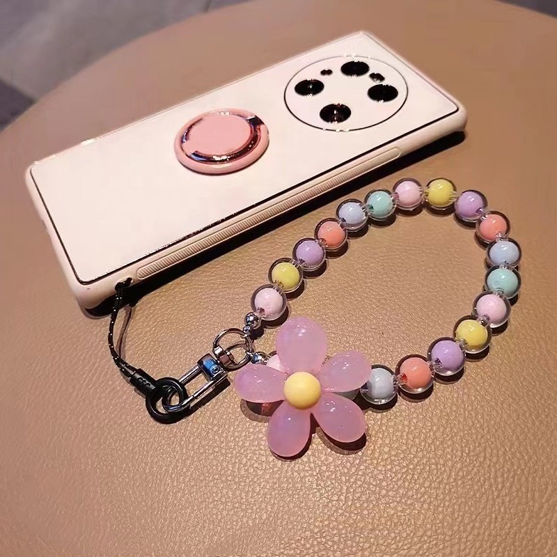 Phone Wrist Strap With Clear Beads Cell Phones Lanyard with Tether Tab Hands-Free Straps For Women Girls