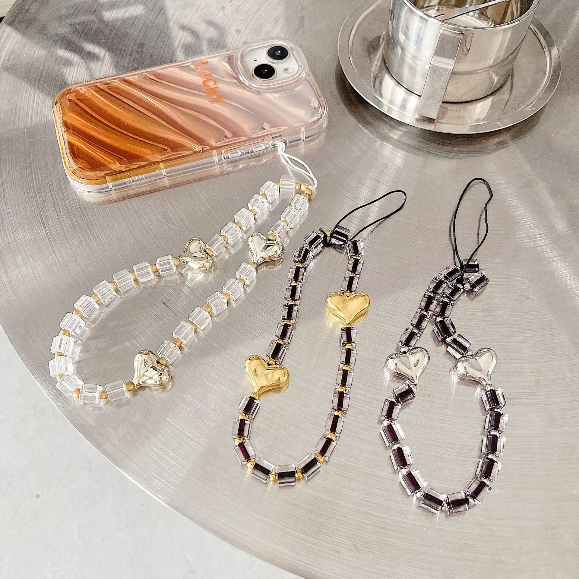 Transparent Beaded Phone Charms Pendant Jewelry Beads Anti-Lost Lanyard Fashion Women Handmade Straps