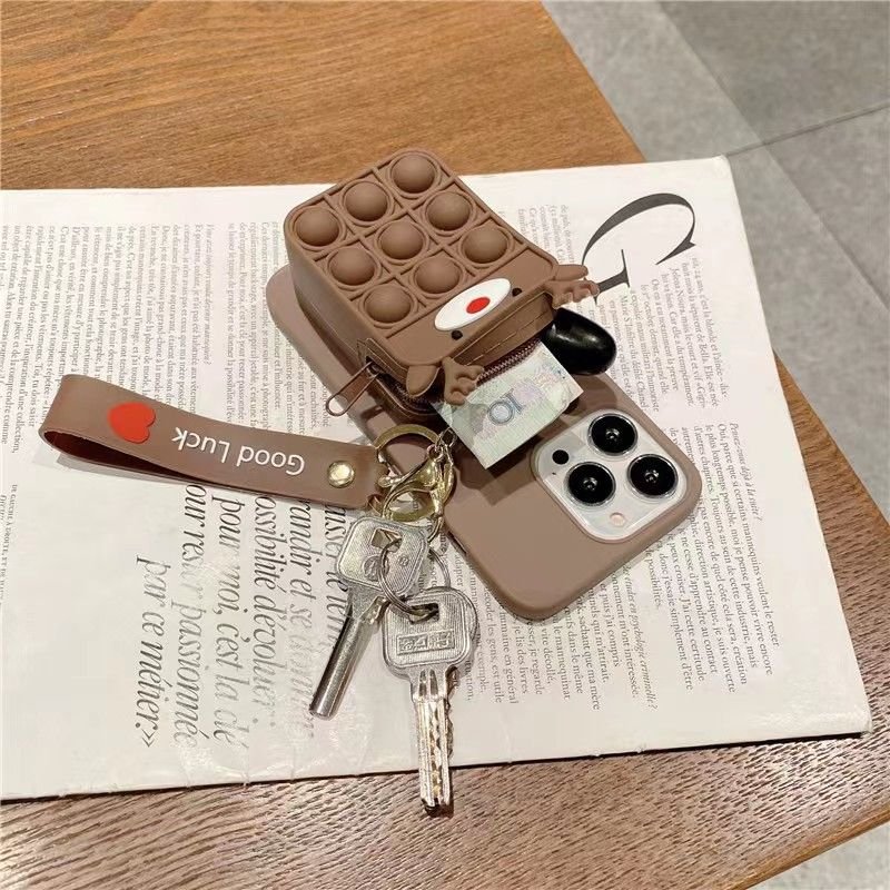 Hot sale cute cartoon Christmas Phone Case For Iphone 11 13 Pro Max With Card Bag Christmas Gift Phone Case for iPhone 14
