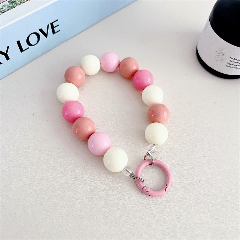Simple Pearl Beaded Bow Phone Pendant Aesthetic Pendant Key Chains For iPhone phone cover Girls mobile case Accessories lanyard