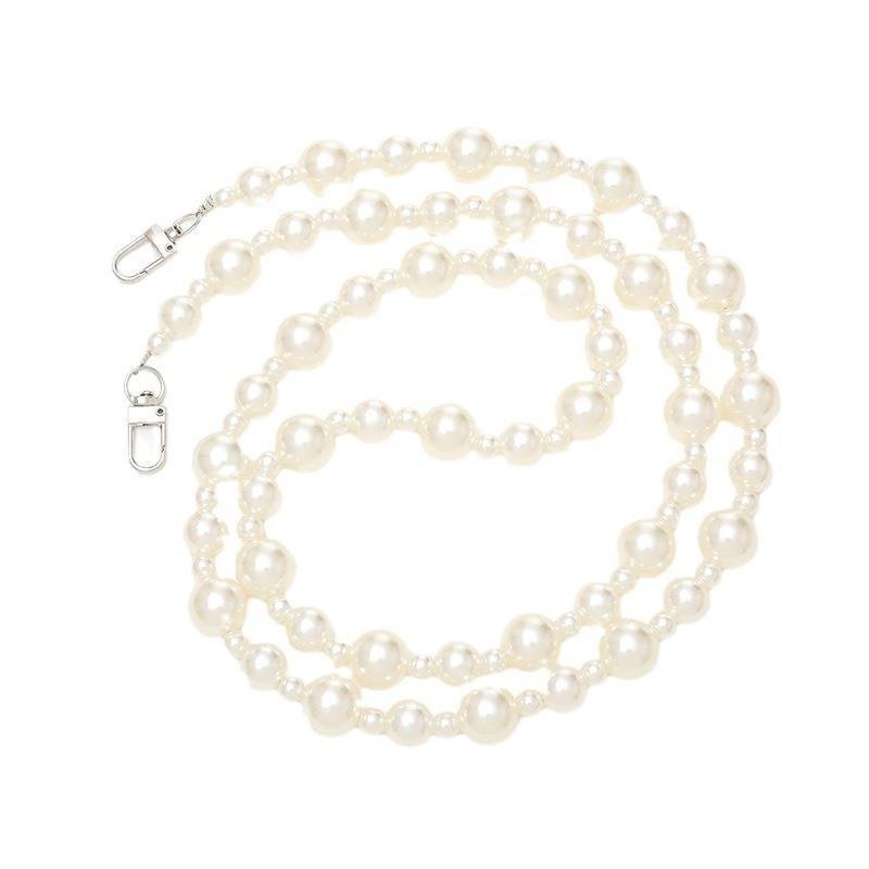 Fashion White Artificial Pearl Crossbody Cell Mobile Phone Charm Chain Strap for women girls