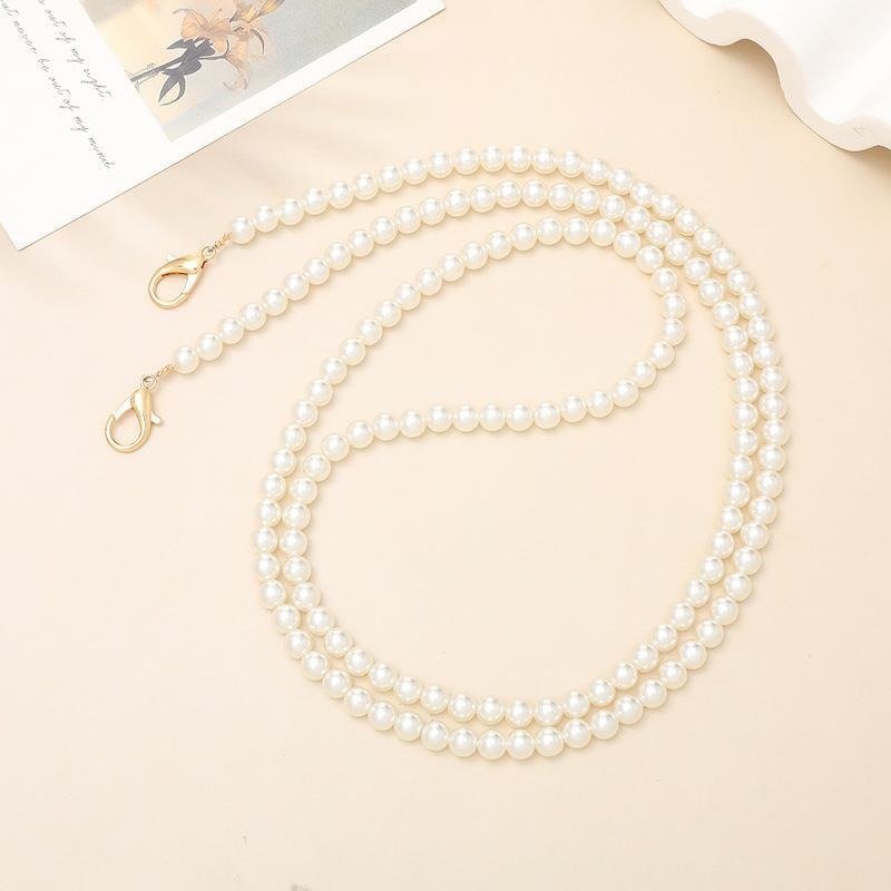 Fashion White Artificial Pearl Crossbody Cell Mobile Phone Charm Chain Strap for women girls