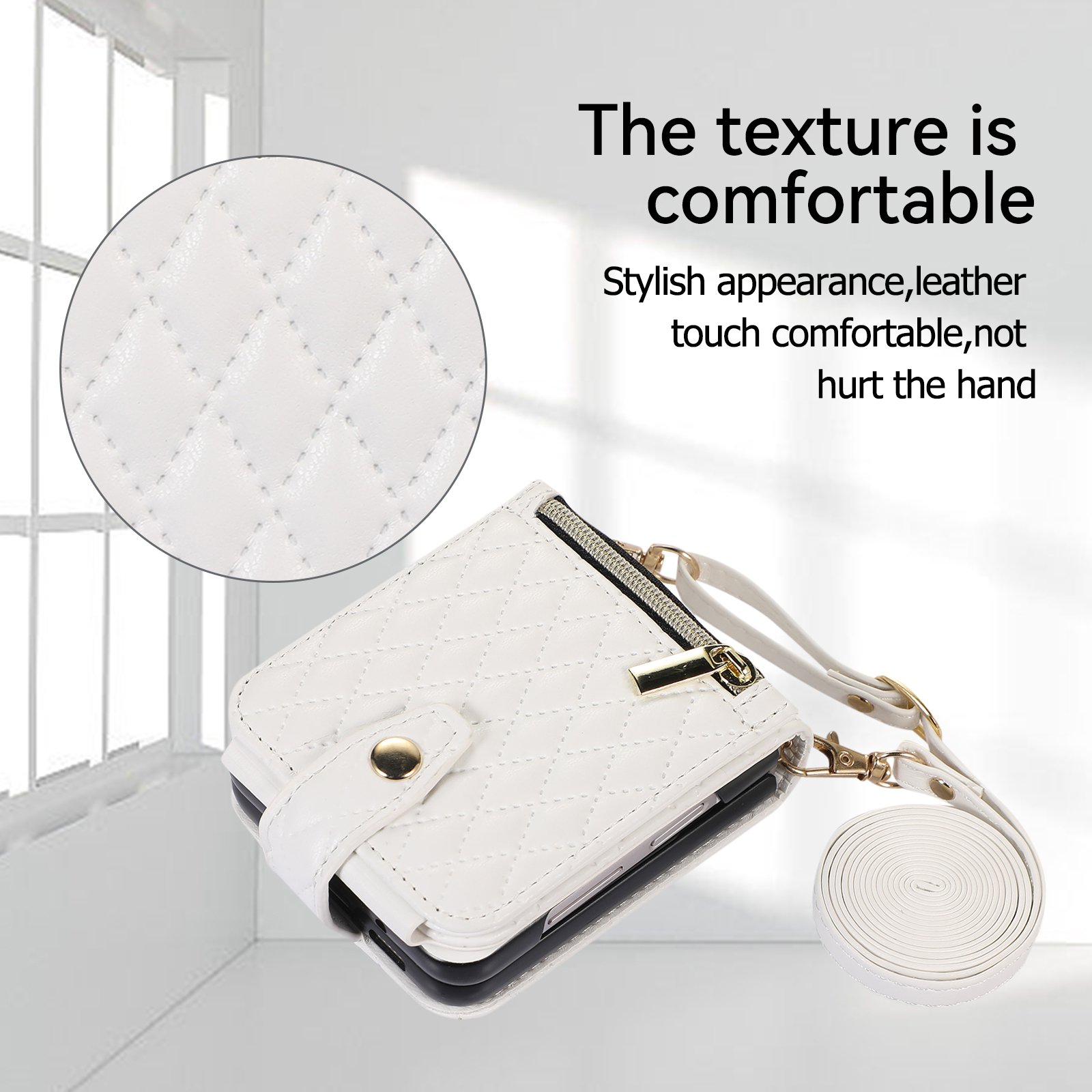 Fashion Luxury PU Leather Wallet Card Slot Folding Phone Case with Strap Lanyard For Samsung Galaxy Z Flip 5 Flip4 5G