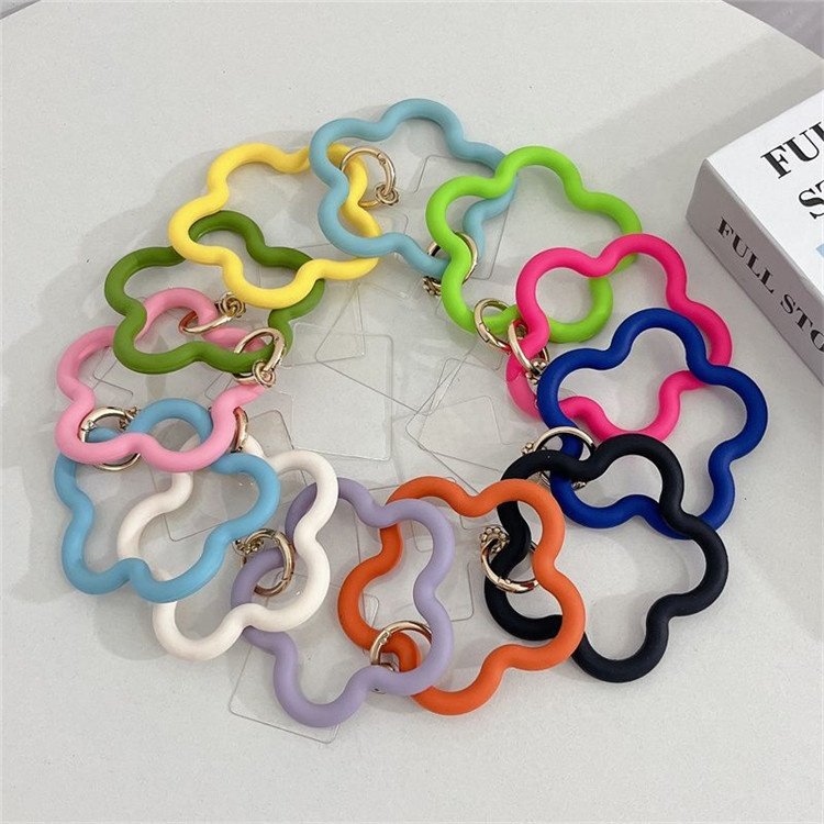 Silicone Bracelet Lanyard Key Ring ID Badge Holder Phone Anti-fall Anti-loss Mobile Phone Wrist Strap