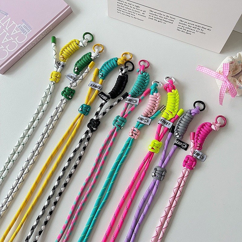 Color Hook Long Mobile Phone Lanyard Adjustable Handmade Phone Case Keychain Strap Detachable Anti Lost Cellphone Necklace