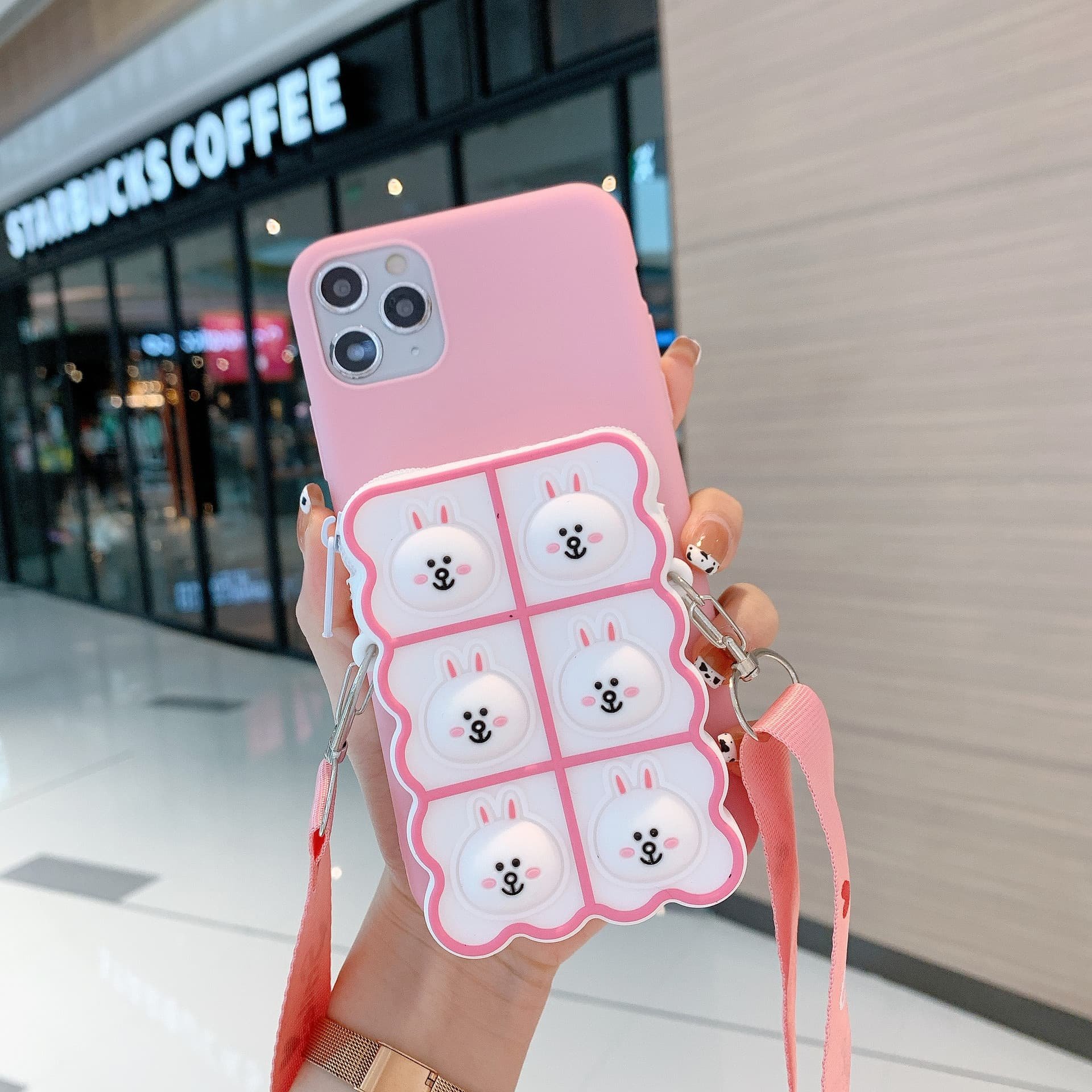 With Crossbody Strap Wallet Bag 3D Cute Cat Paw Girl Women Silicone Phone Case Cover For Iphone Xs 11 12 13 14 15 Plus Pro Max