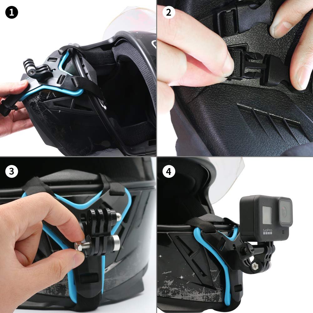 Anti-slip Action Camera Mobile Phone Holder Motorcycle Helmet Chin Strap Mount For DJI GoPro Hero 9 8 7 6