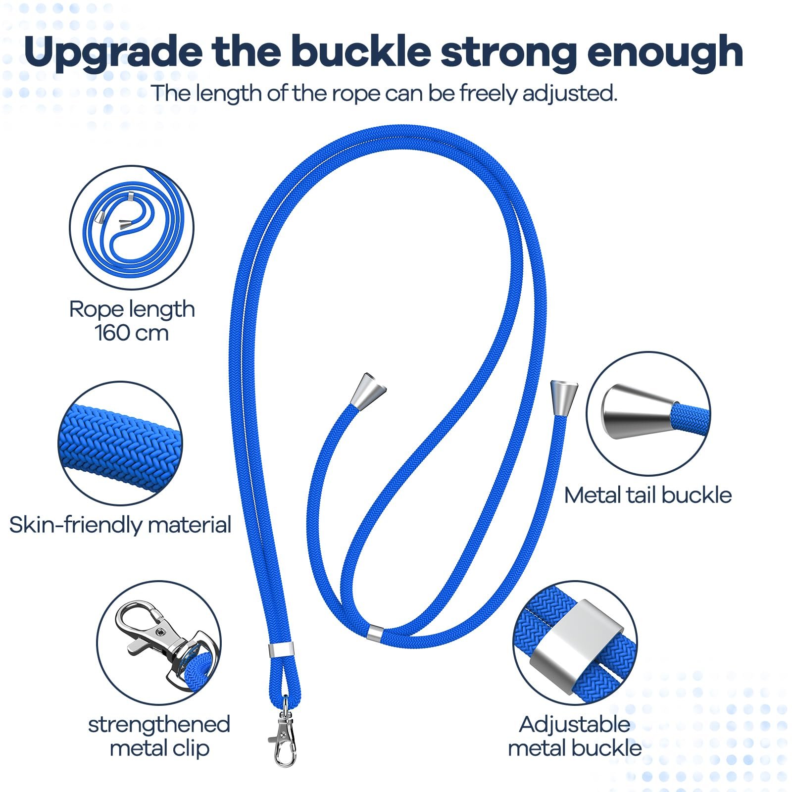 Adjustable Cell Phone Lanyard Strap with Tether Patch, Universal Anti-Lost Phone Neck Strap, Crossbody Sling for Smartphones