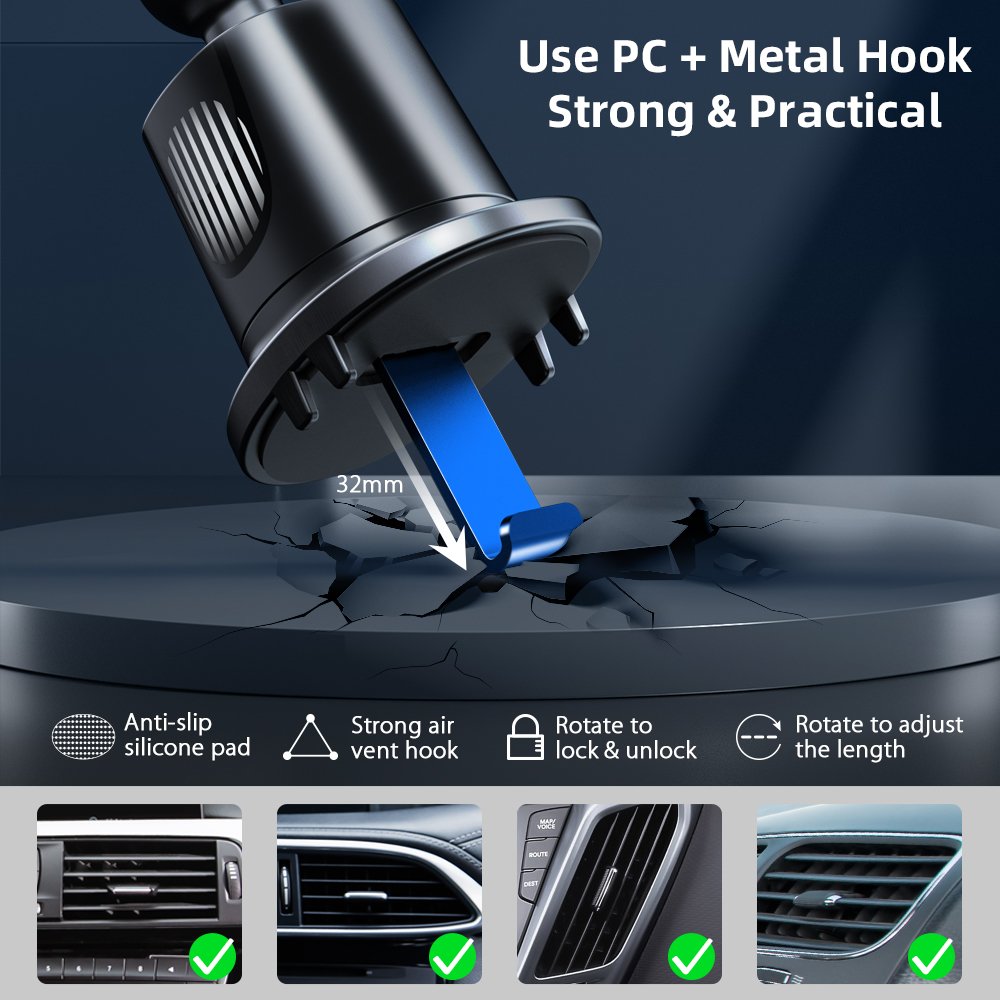 2023 Universal 360 degree rotating with metal hook car air vent cell phone accessories mobile car phone holder mount for car