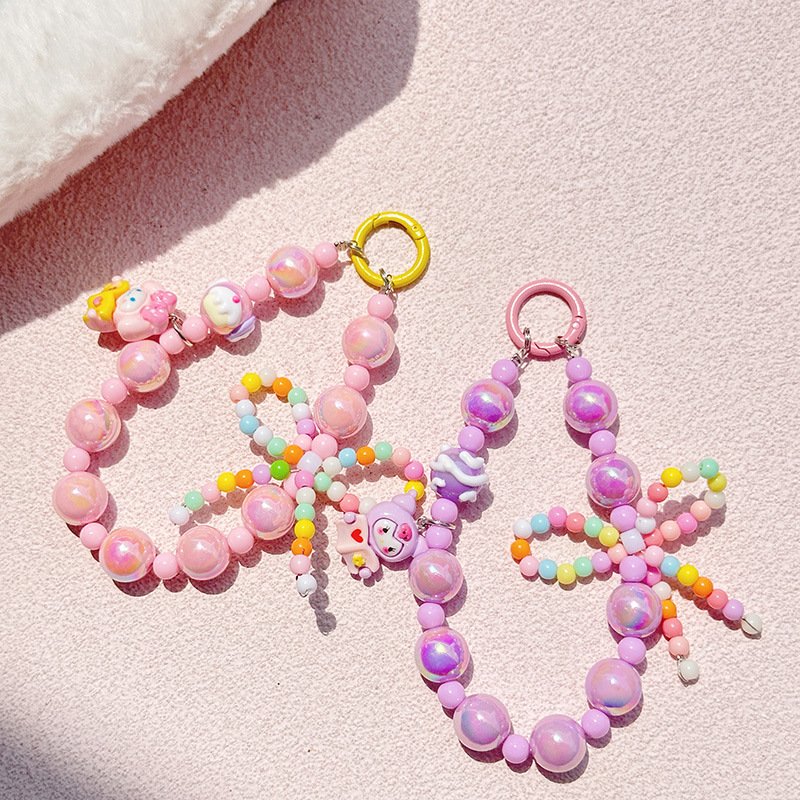 New bow beaded Sanrio mobile phone chain key chain bag with mobile phone chain bracelet