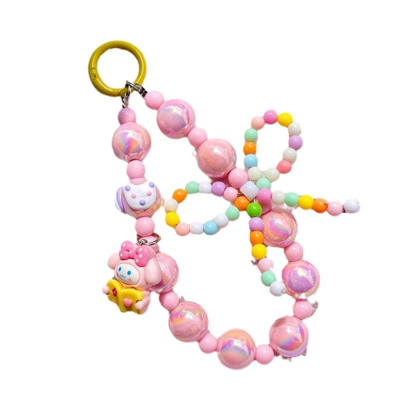 New bow beaded Sanrio mobile phone chain key chain bag with mobile phone chain bracelet