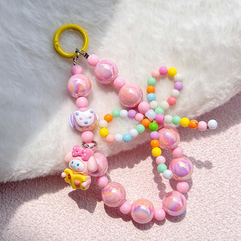 New bow beaded Sanrio mobile phone chain key chain bag with mobile phone chain bracelet