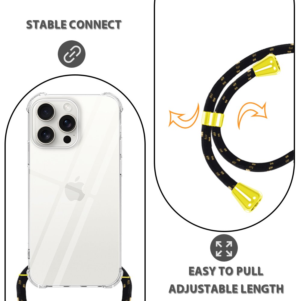 Transparent Cell Phone Case with Lanyard For iPhone 16 Pro Max 15 14 13 12 11 X XS XR 7 8 Plus SE
