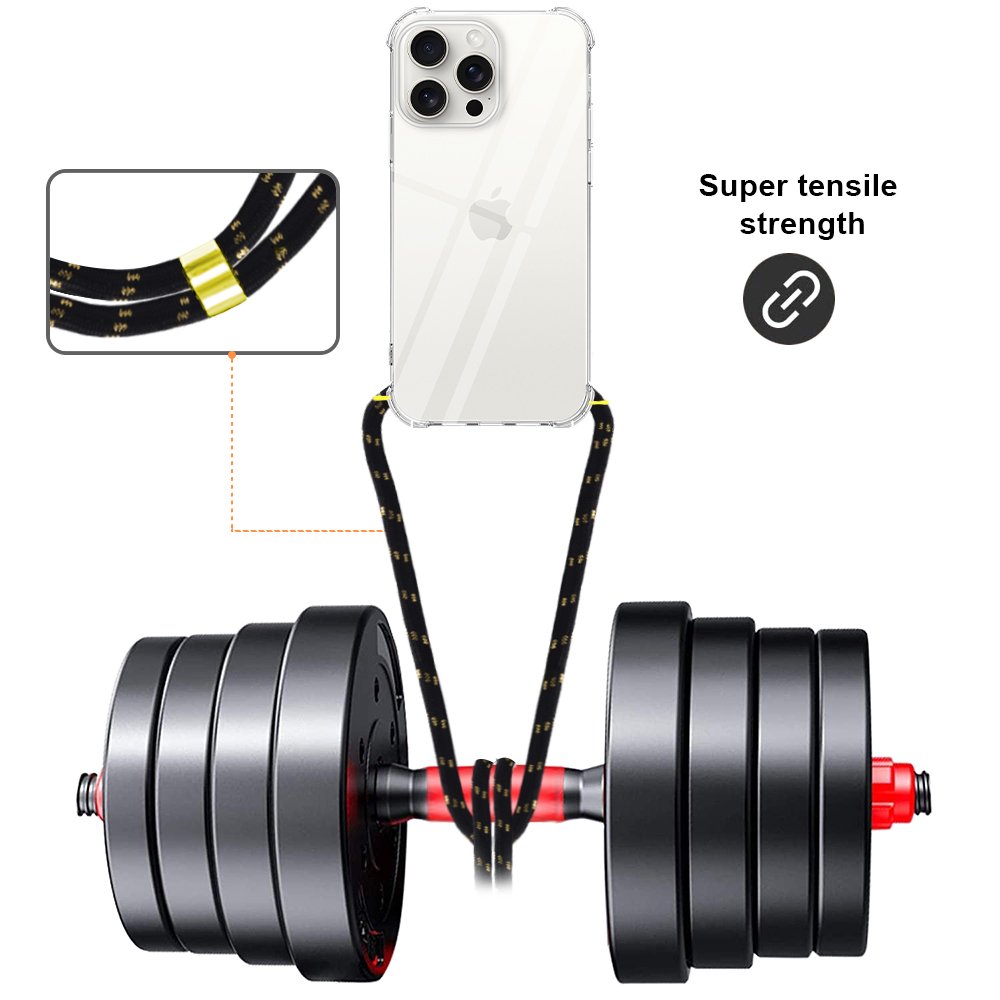 Transparent Cell Phone Case with Lanyard For iPhone 16 Pro Max 15 14 13 12 11 X XS XR 7 8 Plus SE