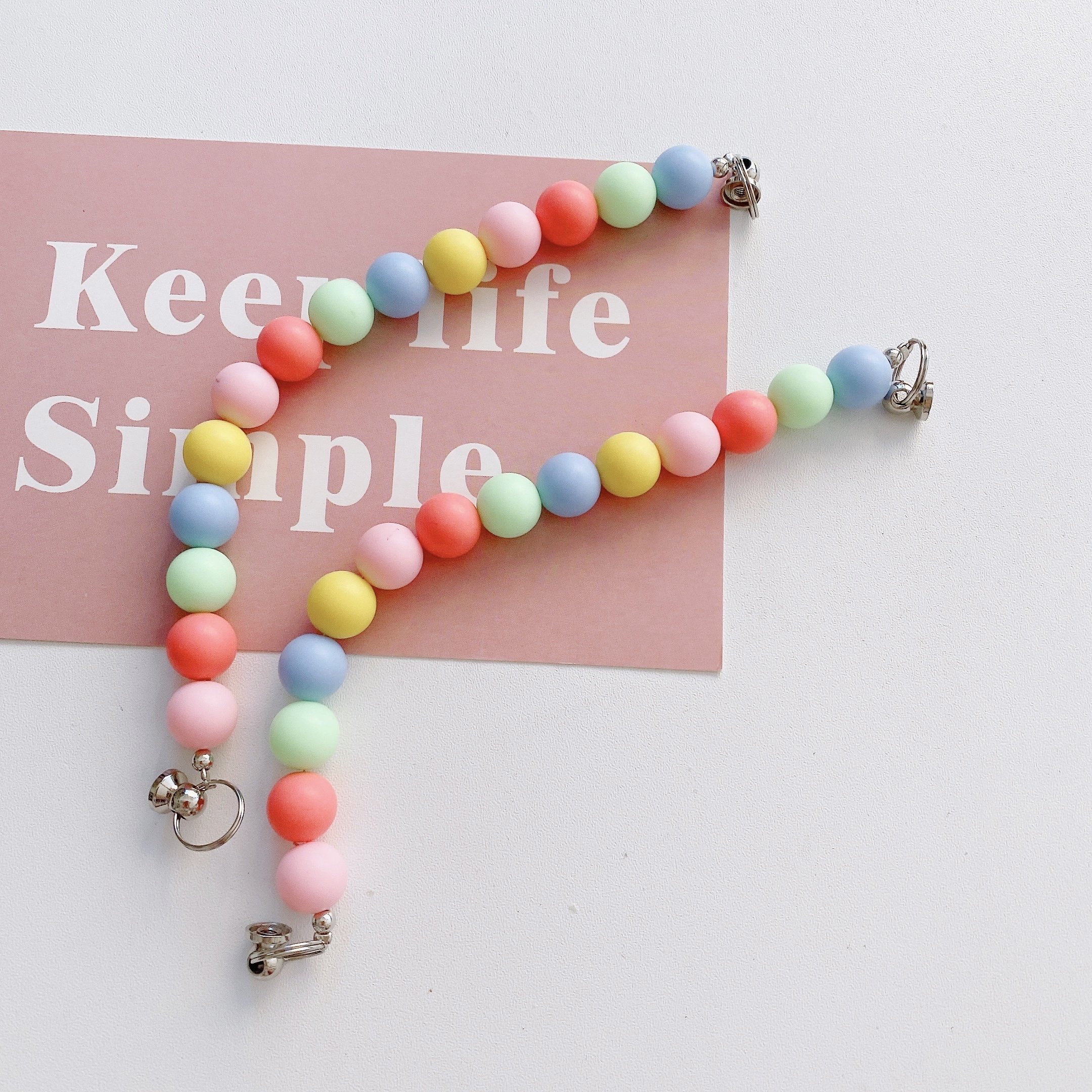 Rainbow Color Phone Case Chain With Cute Acrylic Bear For Portable Mobile Phone Strap