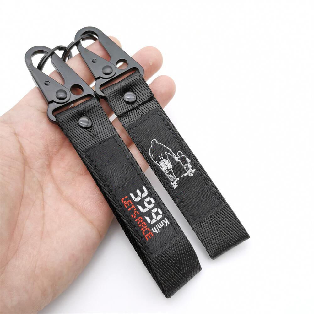 Custom Motorcycle Key Lanyard with Short Wrist Lanyard Eagle Buckle Label Nylon Material Keychain with Custom Logo