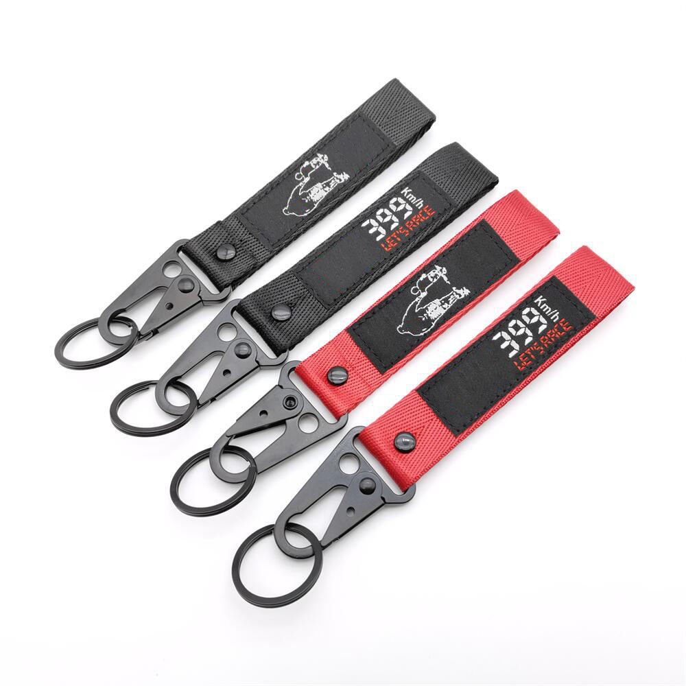 Custom Motorcycle Key Lanyard with Short Wrist Lanyard Eagle Buckle Label Nylon Material Keychain with Custom Logo