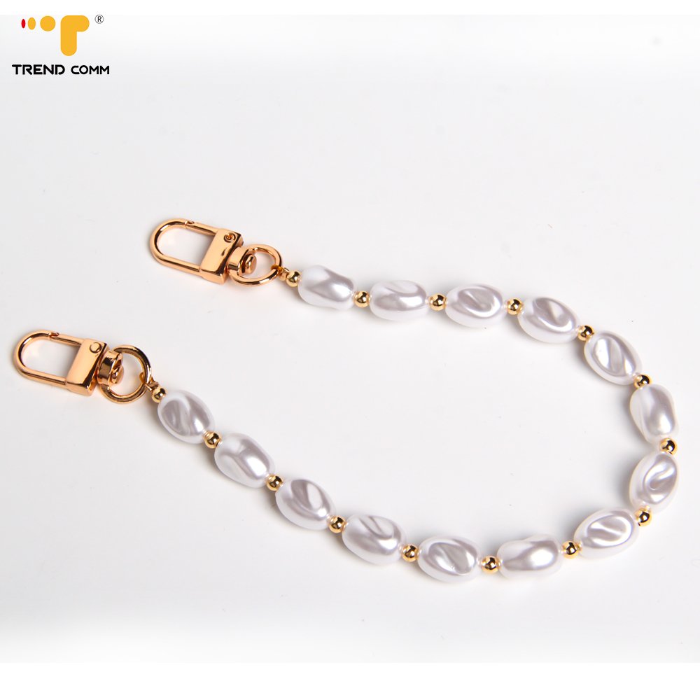 DIY Crystal White Pear Short Mobile Phone Cord Strap Chic Bead Chain for Bags and Accessories