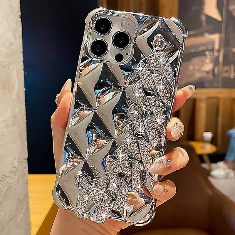 foshan glitter phone case with plastic chain lanyard for iPhone 11 12 13 Pro Max with bracelet for women mobile phone shell