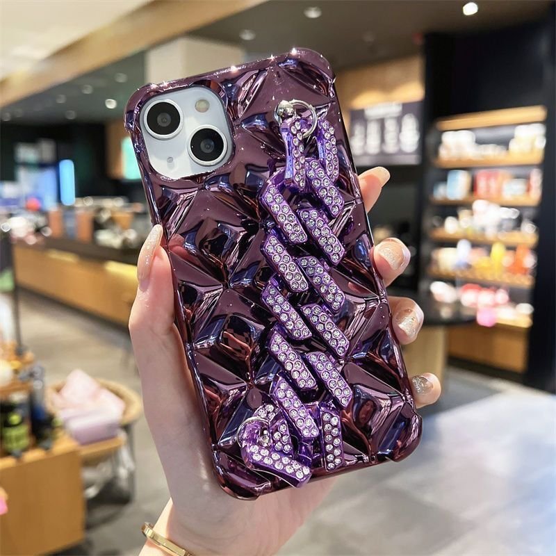 foshan glitter phone case with plastic chain lanyard for iPhone 11 12 13 Pro Max with bracelet for women mobile phone shell