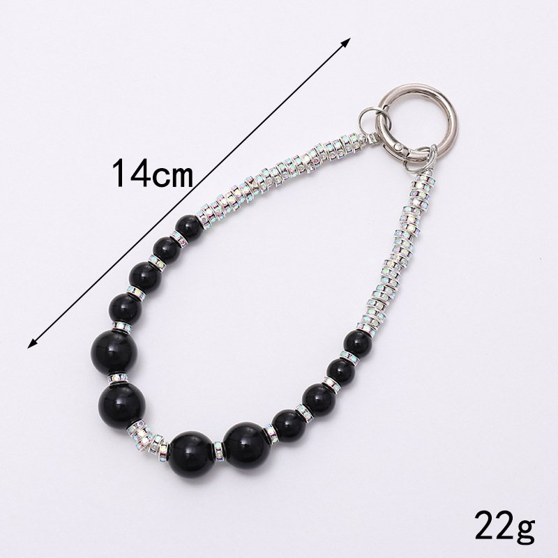 Hot Selling Handmade Beaded Pearl Mobile Phone Chain Silver Diamond Wrist Bracelet Luxury Versatile Crystal Phone Case Pendant