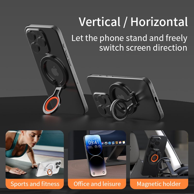 Magnetic Phone Ring Magnetic Grip Phone Stand Holder Finger Kickstand Adjustable Kickstand For IPhone 16 15 14