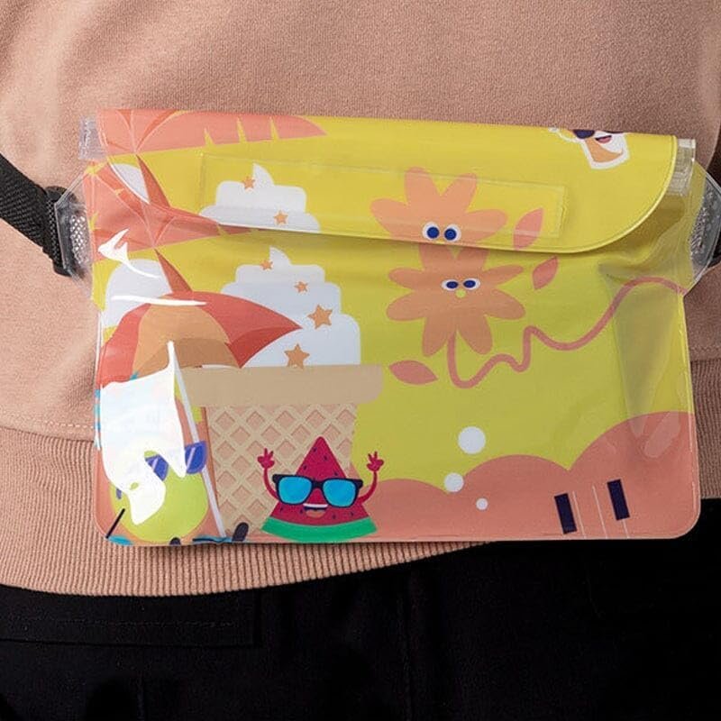 Waterproof Touch Screen Tri-Fold Dive CrossBody Phone Case Belt Bags Adjustable Waist Strap for Beach Snorkeling Kayaking Pool